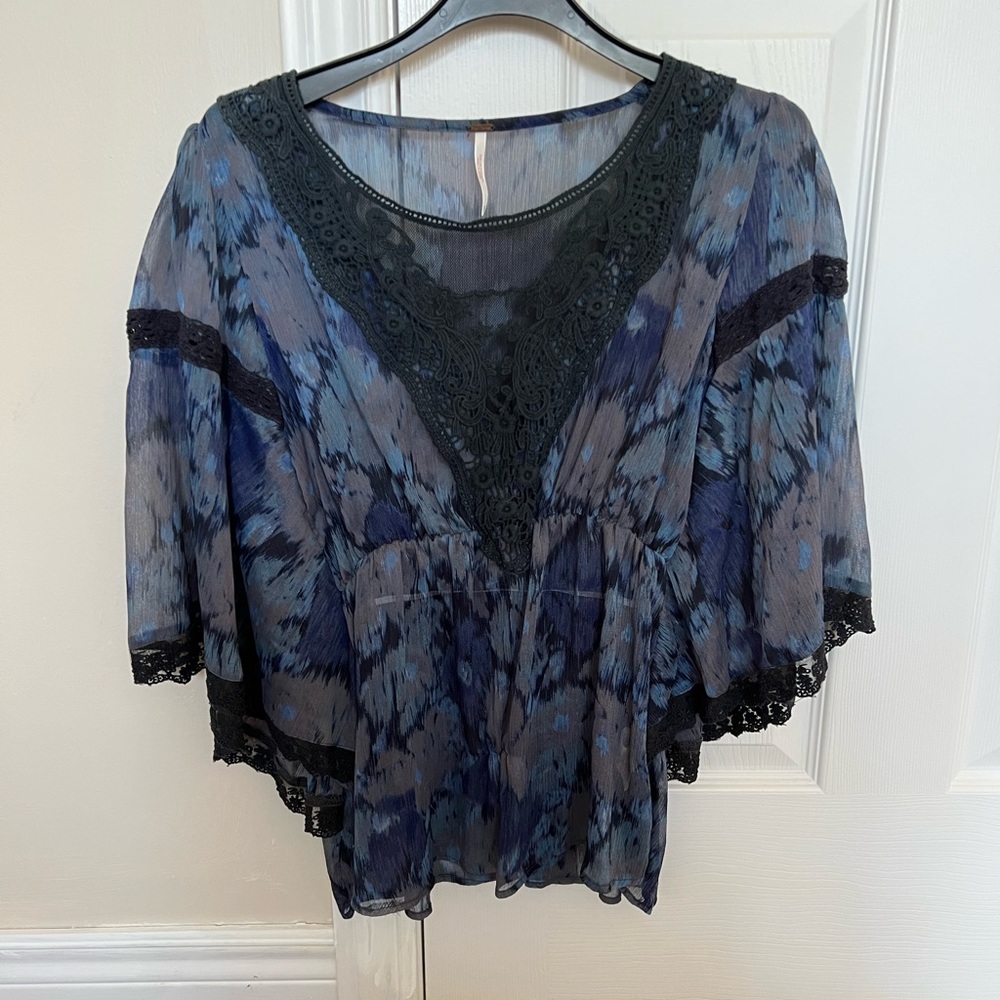 Blue Free People top / beach cover up.
